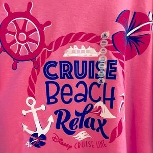 NWT Unisex 3XL Disney Cruise Line T-Shirt, Bright Pink Screenprinted